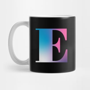 Capital Letter E Monogram Gradient Pink Blue White Mug